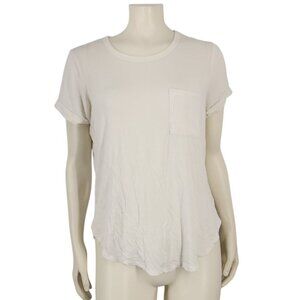 Women's Cotton-On Cream Pocket T-Shirt Tee Cuffed Sleeve Top Medium Stretch Soft